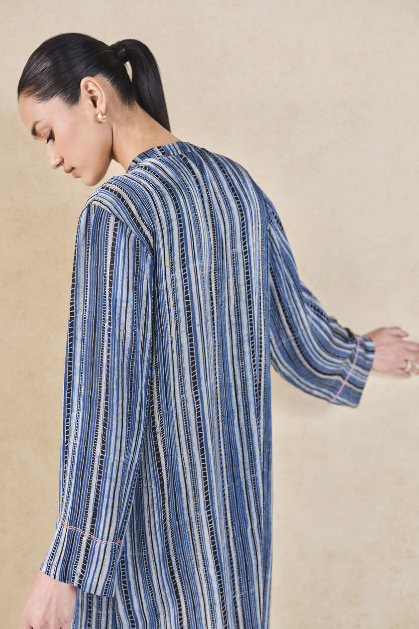 Freshwater Handcrafted Ajrakh Co-ord - Blue, Blue, image 5